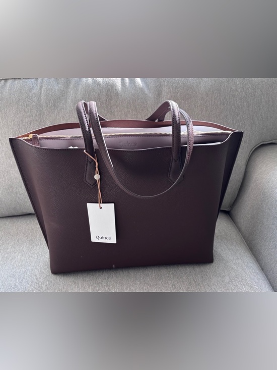 Quince Handbags - Quince Italian Leather Tote Triple Compartment Dark Brown NWT